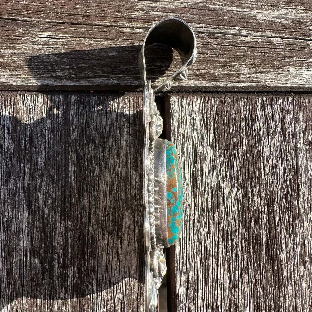 Dean Sandoval repousse silver and turquoise statement pendant - Picture 6 of 8